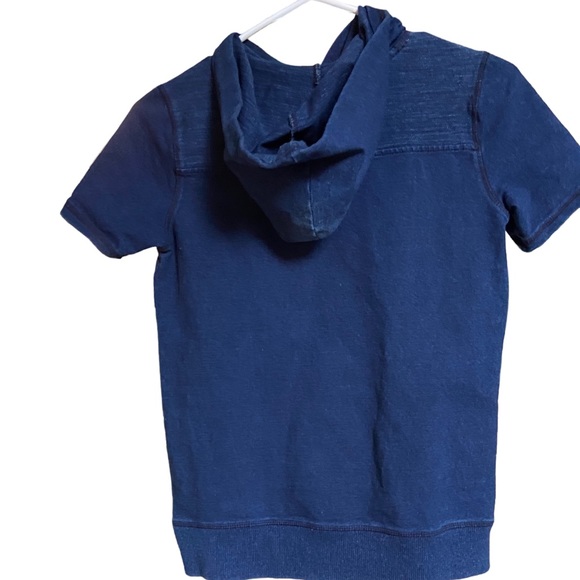 7 For All Mankind Blue Denim OS XS Navy Blue High End Shirt Hoodie - Picture 4 of 6